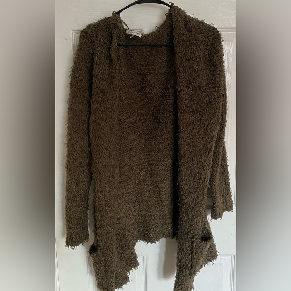 Dark Moss Green Fluffy Cardigan, Size 2X from Woven Heart